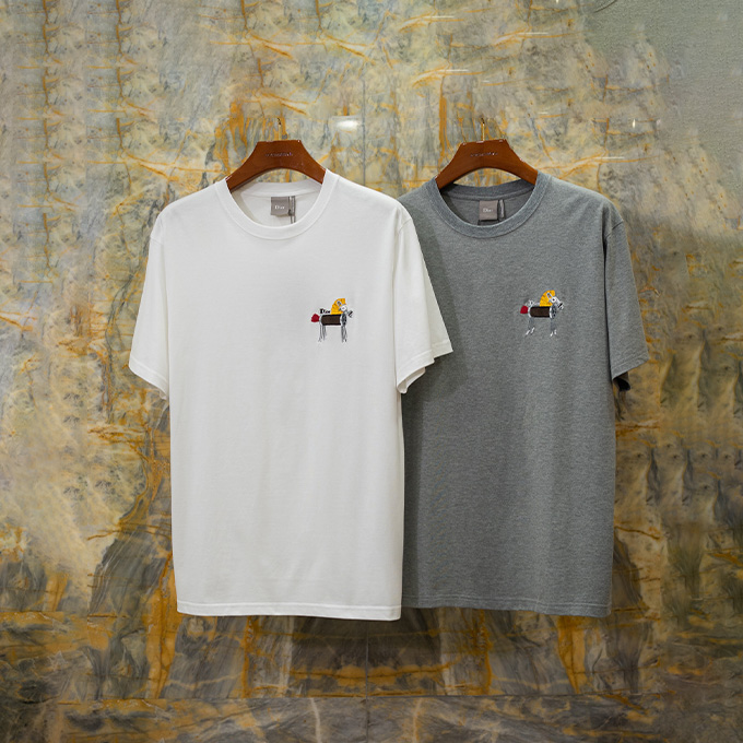 dior cotton jersey horse embroidery loose fit t-shirt